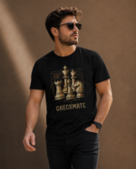 Özarık Satranç Baskılı Siyah T-Shirt