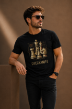 Özarık Satranç Baskılı Siyah T-Shirt - Görsel 2
